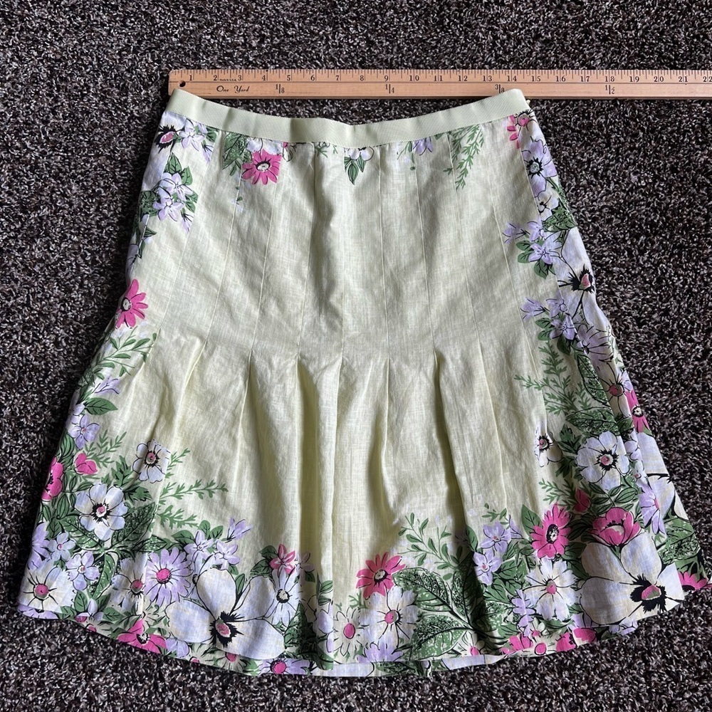 LOFT Yellow Pleated A-Line Skirt - Picture 3 of 5